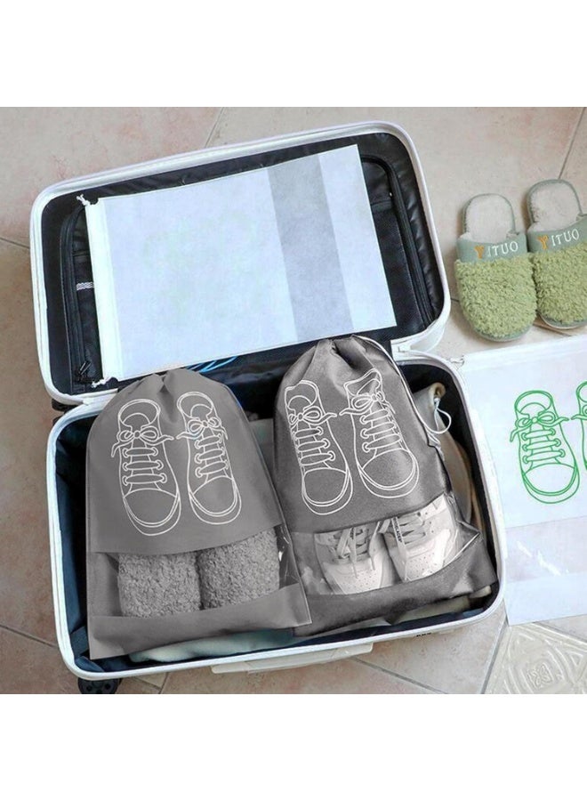 Happy Home Large Shoe Storage Bags Dustproof and Waterproof with Transparent Window and Drawstring Closure, Foldable Portable Shoe Organizer for Travel, Daily Use, Closet Organization, Multi-Purpose for Shoes, Clothes, Cosmetics, Fitness Accessories – Pack of 10 - Image 4